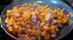 Sweet potatoes stay firm & add color to this easy dish
